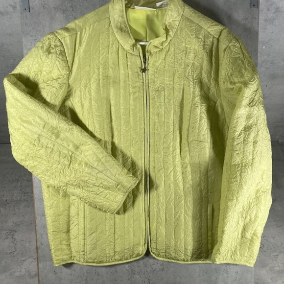 Vtg Patchington Womens Silk Jacket Bright Green Full Zip Lined Windbreaker Sz XL - Picture 1 of 10